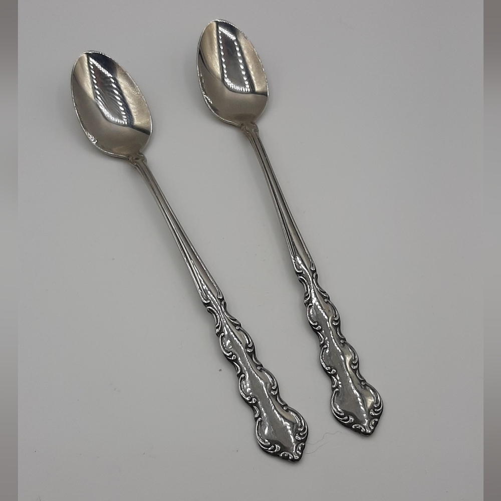 Set of 2 Oneida MOZART Ice Tea Spoon 7 1/2" Deluxe Stainless Flatware Silverware